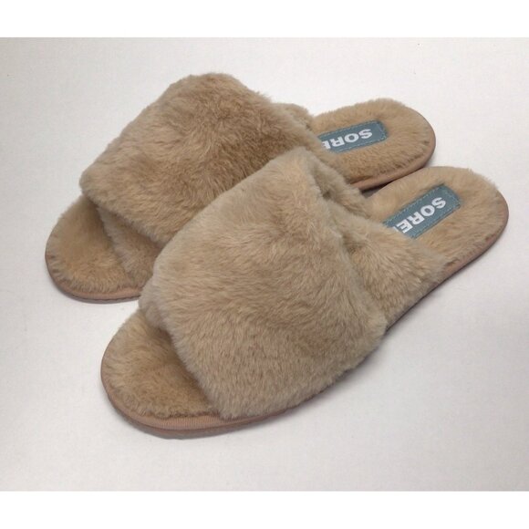 Sorel Go Women's Mail Run Slippers Sea Salt Slip On Faux Fur Size 10 NEW NIB - Picture 3 of 11
